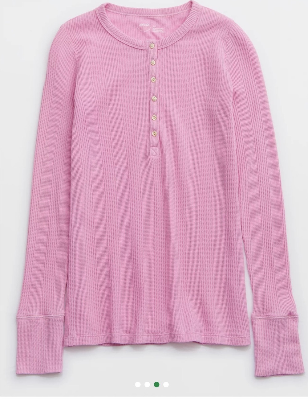 Aerie Soft Pink Ribbed Henley Long Sleeve Top Size XS - Picture 3 of 7